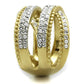 MATK2252 - Two-Tone IP Gold (Ion Plating) Stainless Steel Ring with Top Grade Crystal  in Clear