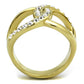 MATK2253 - Two-Tone IP Gold (Ion Plating) Stainless Steel Ring with Top Grade Crystal  in Clear