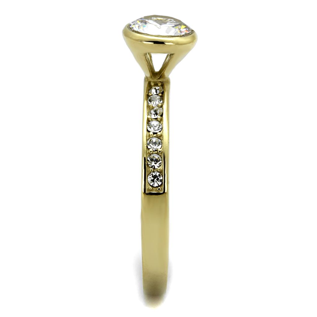 MATK2254 - IP Gold(Ion Plating) Stainless Steel Ring with AAA Grade CZ  in Clear