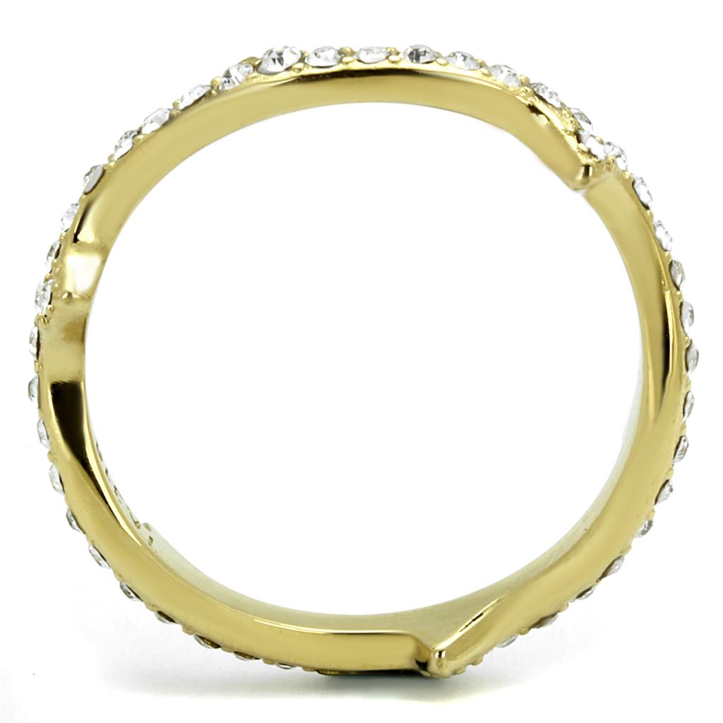 MATK2255 - IP Gold(Ion Plating) Stainless Steel Ring with Top Grade Crystal  in Clear