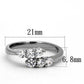 MATK2259 - High polished (no plating) Stainless Steel Ring with AAA Grade CZ  in Clear
