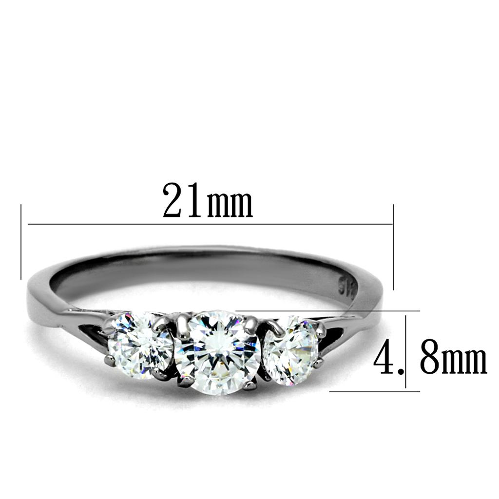 MATK2260 - High polished (no plating) Stainless Steel Ring with AAA Grade CZ  in Clear