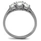 MATK2260 - High polished (no plating) Stainless Steel Ring with AAA Grade CZ  in Clear