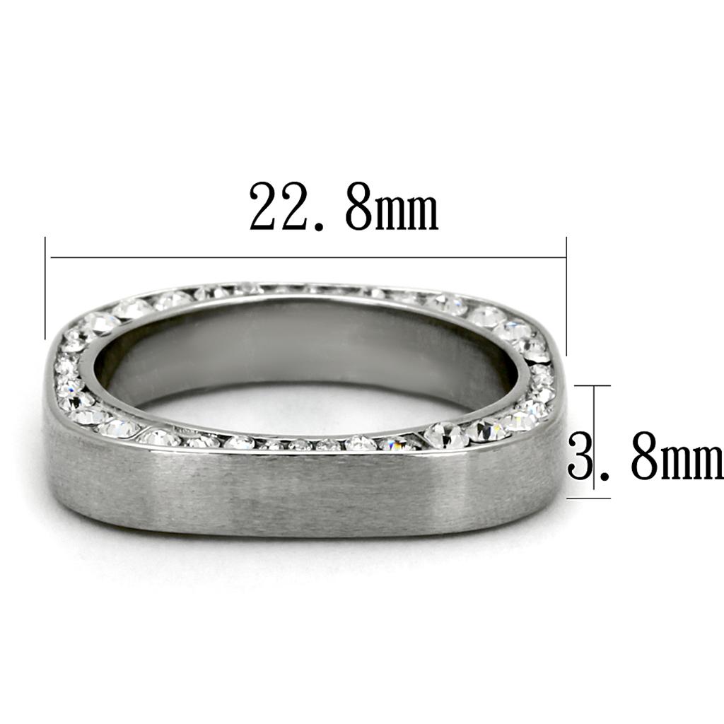 MATK2261 - High polished (no plating) Stainless Steel Ring with Top Grade Crystal  in Clear