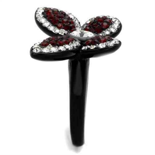 MATK2273 - Two-Tone IP Black (Ion Plating) Stainless Steel Ring with Top Grade Crystal  in Siam