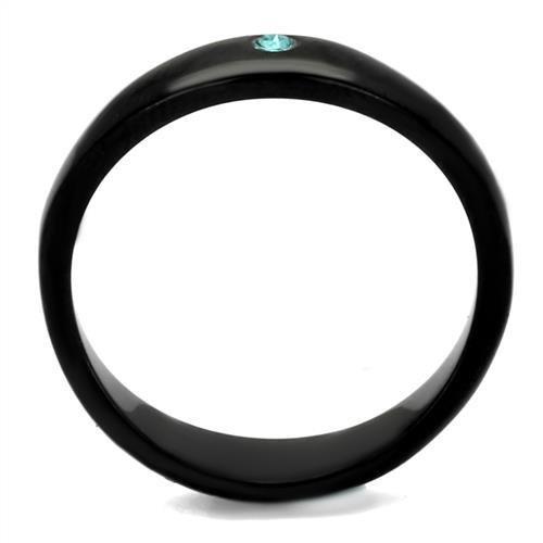MATK2274 - IP Black(Ion Plating) Stainless Steel Ring with Top Grade Crystal  in Light Sapphire