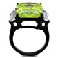 MATK2275 - IP Black(Ion Plating) Stainless Steel Ring with AAA Grade CZ  in Apple Green color