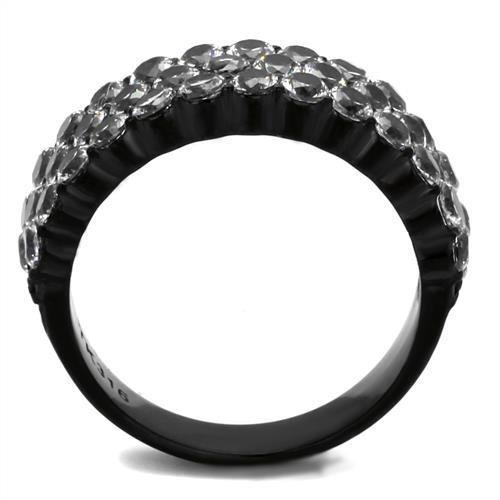 MATK2277 - IP Black(Ion Plating) Stainless Steel Ring with AAA Grade CZ  in Clear