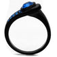 MATK2279 - IP Black(Ion Plating) Stainless Steel Ring with Top Grade Crystal  in Capri Blue