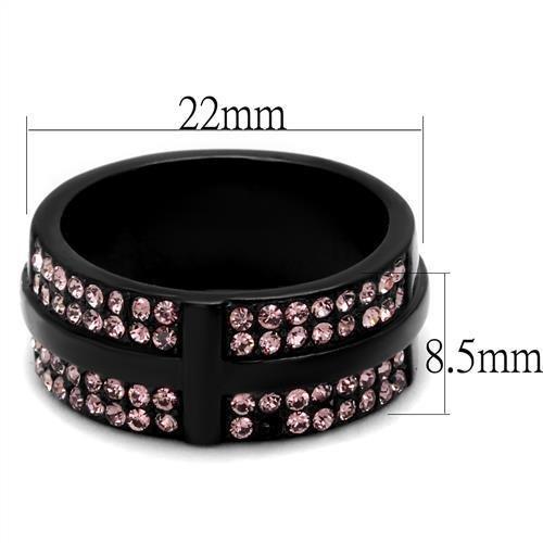 MATK2280 - IP Black(Ion Plating) Stainless Steel Ring with Top Grade Crystal  in Light Amethyst
