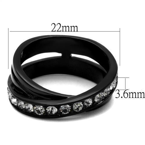 MATK2281 - IP Black(Ion Plating) Stainless Steel Ring with Top Grade Crystal  in Black Diamond