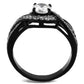 MATK2282 - Two-Tone IP Black (Ion Plating) Stainless Steel Ring with AAA Grade CZ  in Clear