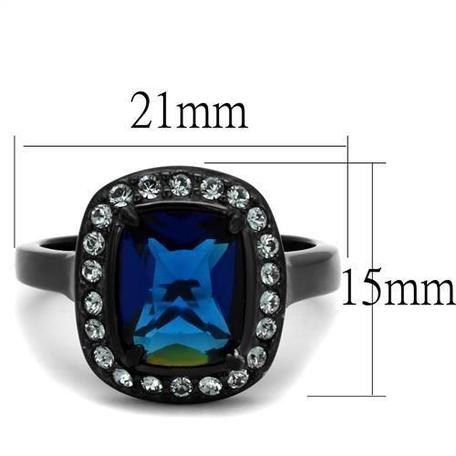 MATK2283 - Two-Tone IP Black (Ion Plating) Stainless Steel Ring with Synthetic Synthetic Glass in Montana