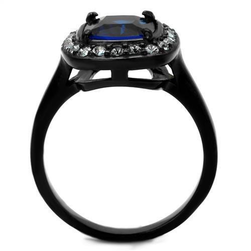MATK2283 - Two-Tone IP Black (Ion Plating) Stainless Steel Ring with Synthetic Synthetic Glass in Montana