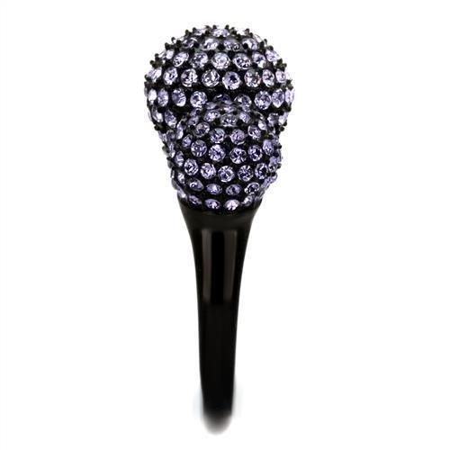 MATK2285 - IP Black(Ion Plating) Stainless Steel Ring with Top Grade Crystal  in Multi Color