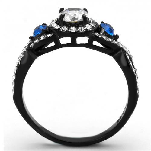 MATK2286 - Two-Tone IP Black (Ion Plating) Stainless Steel Ring with AAA Grade CZ  in Clear