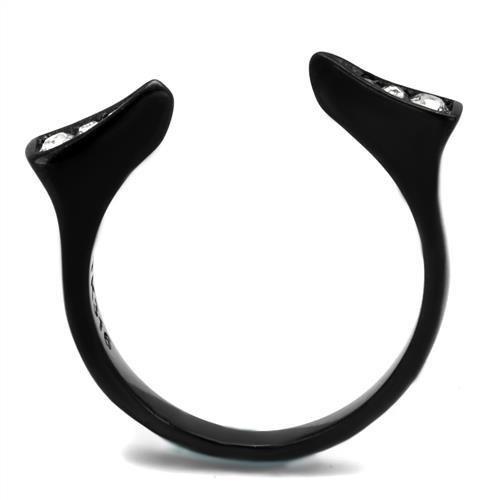 MATK2287 - IP Black(Ion Plating) Stainless Steel Ring with Top Grade Crystal  in Clear
