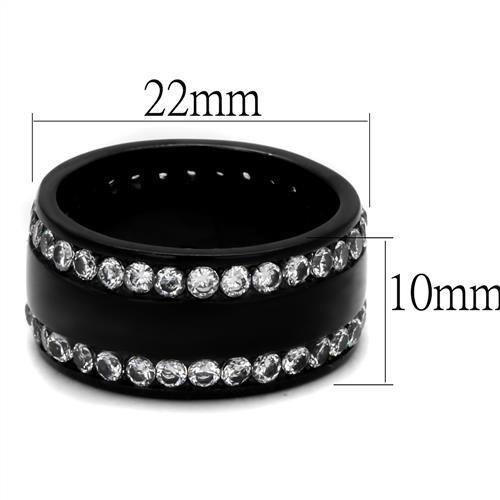 MATK2290 - IP Black(Ion Plating) Stainless Steel Ring with AAA Grade CZ  in Clear