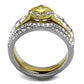 MATK2291 - Two-Tone IP Gold (Ion Plating) Stainless Steel Ring with AAA Grade CZ  in Topaz
