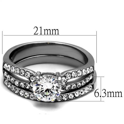 MATK2292 - High polished (no plating) Stainless Steel Ring with AAA Grade CZ  in Clear
