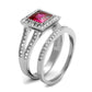 MATK2293 - High polished (no plating) Stainless Steel Ring with AAA Grade CZ  in Ruby