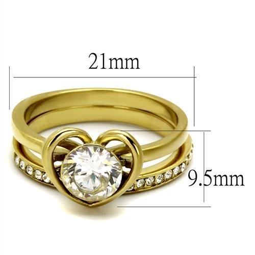 MATK2295 - IP Gold(Ion Plating) Stainless Steel Ring with AAA Grade CZ  in Clear