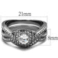 MATK2296 - High polished (no plating) Stainless Steel Ring with AAA Grade CZ  in Clear