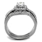 MATK2296 - High polished (no plating) Stainless Steel Ring with AAA Grade CZ  in Clear