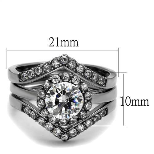 MATK2297 - High polished (no plating) Stainless Steel Ring with AAA Grade CZ  in Clear