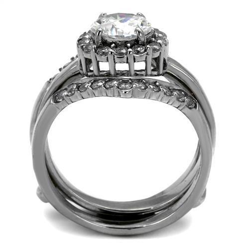 MATK2297 - High polished (no plating) Stainless Steel Ring with AAA Grade CZ  in Clear