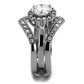 MATK2297 - High polished (no plating) Stainless Steel Ring with AAA Grade CZ  in Clear
