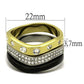 MATK2299 - IP Gold+ IP Black (Ion Plating) Stainless Steel Ring with Top Grade Crystal  in Clear