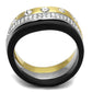 MATK2299 - IP Gold+ IP Black (Ion Plating) Stainless Steel Ring with Top Grade Crystal  in Clear