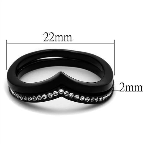 MATK2302 - IP Black(Ion Plating) Stainless Steel Ring with Top Grade Crystal  in Clear