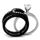 MATK2303 - Two-Tone IP Black (Ion Plating) Stainless Steel Ring with AAA Grade CZ  in Clear