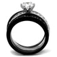 MATK2304 - Two-Tone IP Black (Ion Plating) Stainless Steel Ring with AAA Grade CZ  in Clear