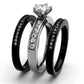 MATK2304 - Two-Tone IP Black (Ion Plating) Stainless Steel Ring with AAA Grade CZ  in Clear