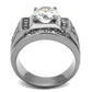 MATK2305 - High polished (no plating) Stainless Steel Ring with AAA Grade CZ  in Clear