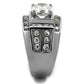 MATK2305 - High polished (no plating) Stainless Steel Ring with AAA Grade CZ  in Clear