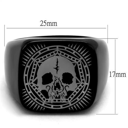MATK2306 - IP Black(Ion Plating) Stainless Steel Ring with No Stone