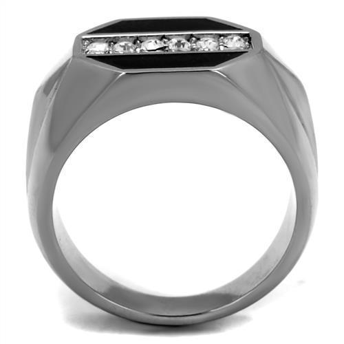 MATK2309 - High polished (no plating) Stainless Steel Ring with Top Grade Crystal  in Clear
