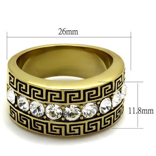 MATK2310 - IP Gold(Ion Plating) Stainless Steel Ring with Top Grade Crystal  in Clear