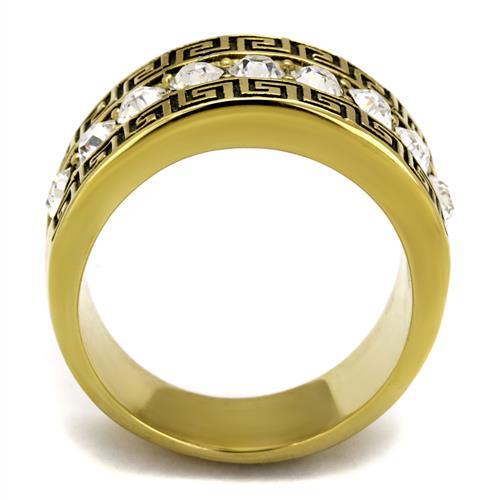 MATK2310 - IP Gold(Ion Plating) Stainless Steel Ring with Top Grade Crystal  in Clear