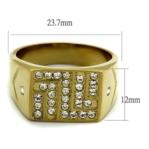 MATK2311 - IP Gold(Ion Plating) Stainless Steel Ring with Top Grade Crystal  in Clear