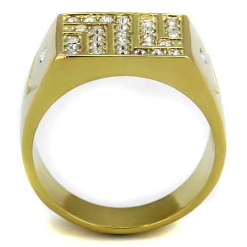 MATK2311 - IP Gold(Ion Plating) Stainless Steel Ring with Top Grade Crystal  in Clear