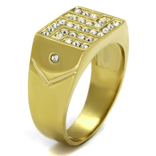 MATK2311 - IP Gold(Ion Plating) Stainless Steel Ring with Top Grade Crystal  in Clear