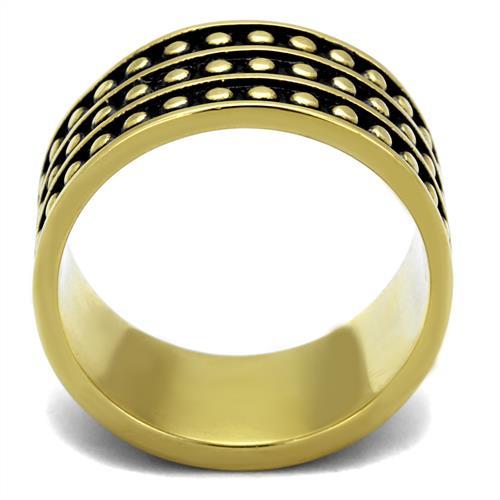 MATK2312 - IP Gold(Ion Plating) Stainless Steel Ring with Epoxy  in Jet