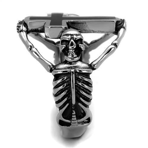 MATK2313 - High polished (no plating) Stainless Steel Ring with Epoxy  in Jet