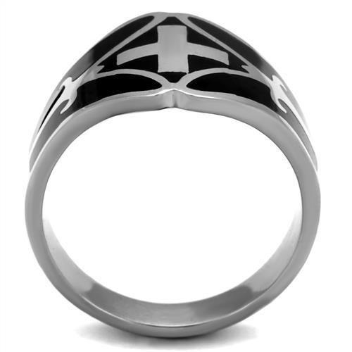 MATK2314 - High polished (no plating) Stainless Steel Ring with Epoxy  in Jet