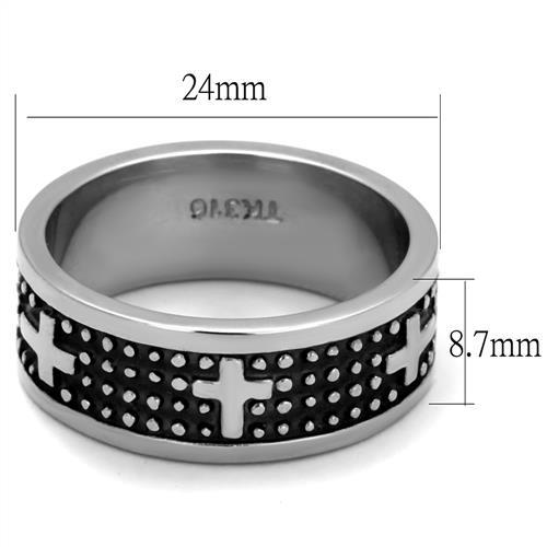 MATK2321 High polished (no plating) Stainless Steel Ring with Epoxy in Jet